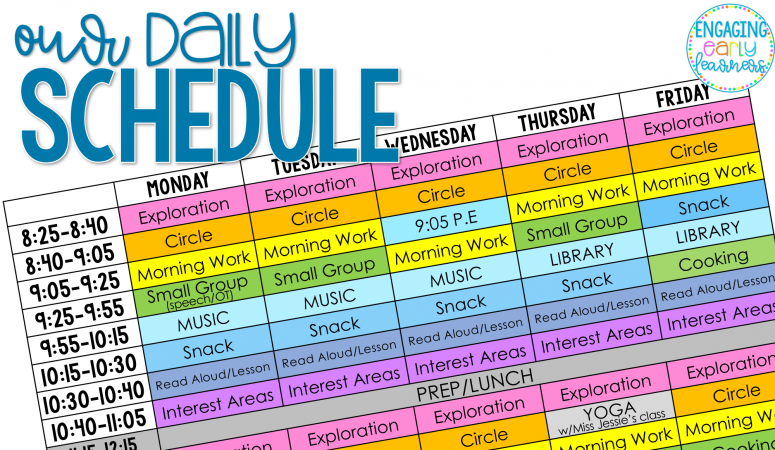 Daily Schedule – Preschool Self Contained